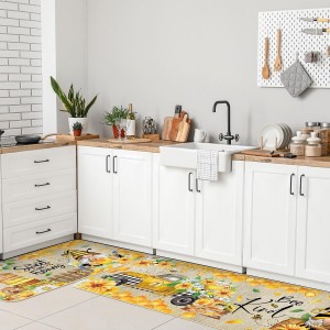 Timgle 3 Pcs Bee Kitchen Rugs Gnomes Rug Retro Style Non Slip Kitchen Print Floor Mat Washable Floor Comfortable Mat for Home Office Sink 17 x 29 Inch 17 x 47 Inch