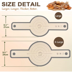 Silicone Bread Sling for Dutch Oven, 2 Pcs Non-Stick & no objectional odor Bread Baking Mat Set, antislip Reusable Bread Sling with Long Handle to Transfer Sourdough, large, Gray