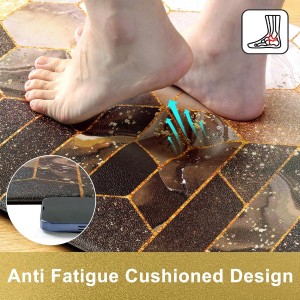 Likiyol Kitchen Rugs Set of 2 Marble Kitchen Mats for Floor Anti Fatigue Mats for Kitchen Floor, Brown Gold Ombre Kitchen Rugs Non Slip Washable Comfort Kitchen Floor Mat, 18'' x 30'' + 18'' x 48''