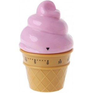 Cute Ice Cream Shaped Time Manager 60 Minutes Mechanical Timer Kitchen Cooking Timer(Pink)