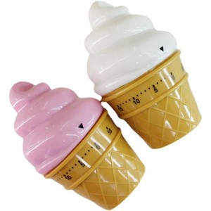 Cute Ice Cream Shaped Time Manager 60 Minutes Mechanical Timer Kitchen Cooking Timer(Pink)