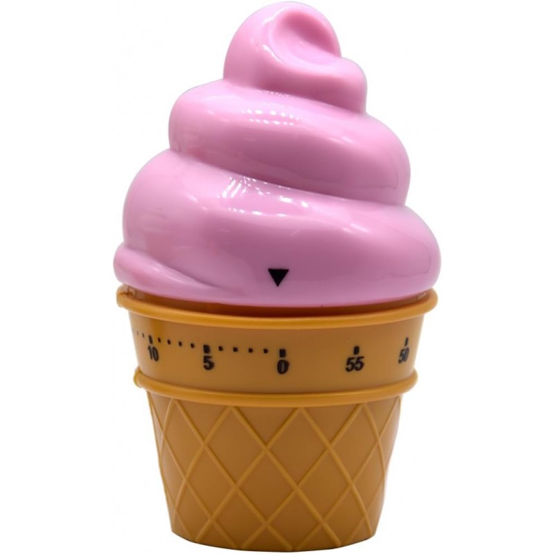 Cute Ice Cream Shaped Time Manager 60 Minutes Mechanical Timer Kitchen Cooking Timer(Pink)