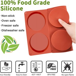 JOERSH 2-PK Silicone Egg Mold for Breakfast Sandwiches 4 Inch Round Muffin Top/Egg Pan, Oven Baking Silicone Molds for Hamburger Buns, English Muffins, Pancakes, Eggs Patty Bites