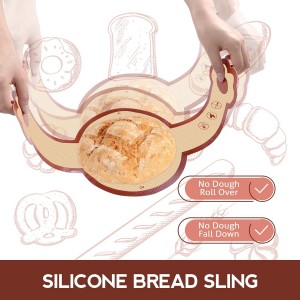 Silicone Sourdough Bread Sling Mat for Dutch Oven, 2 Pack Non-Stick & Easy Clean Reusable sourdough mat, Easy and Stable to Transfer Sourdough Bread, Round