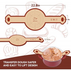 Silicone Sourdough Bread Sling Mat for Dutch Oven, 2 Pack Non-Stick & Easy Clean Reusable sourdough mat, Easy and Stable to Transfer Sourdough Bread, Round