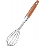 Stainless Steel Wire Whisk for Cooking- Wooden Handle Kitchen Multi Function Non Stick Balloon Whisk Egg Beater for Blending Whisking Beating Frothing Stirring Batters (9