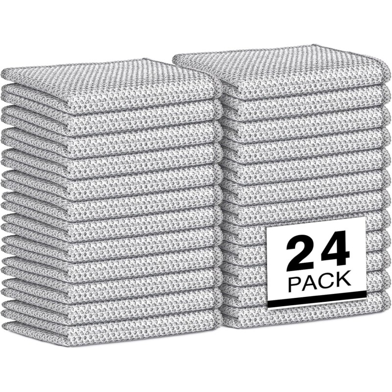 AIDEA Non Scratch Wire Dishcloth 24PK, Wire Dishwashing Rag for Wet and Dry, Dish Cloths for Washing Dishes, Cleaning Pads Steel Scrubber for Cookware, Sinks, Dishes, Stove Tops, 7