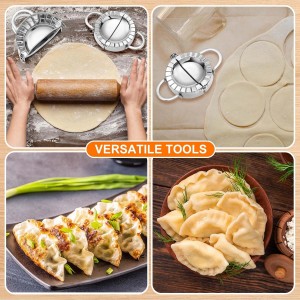 Vesici 5 Pack Stainless Steel Dumpling Maker Dumpling Press Perogies Maker Press Dumpling Wrapper Stamp Ravioli Mold Pastry Dough Cutter Various Sizes Kitchen Accessories, 2.95/3.35/3.74/4.92/5.91 In