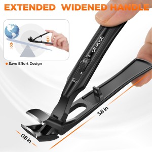 Toenail Clippers for Seniors Thick Toenails, Upgrade Angled Head Large Toe Nail Clippers for Men with Wide Jaw Opening, Sharp Heavy Duty Fingernail Clipper Cutter with Catcher Long Handle -Black