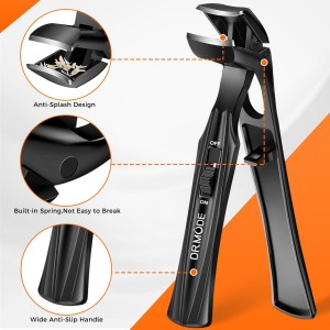 Toenail Clippers for Seniors Thick Toenails, Upgrade Angled Head Large Toe Nail Clippers for Men with Wide Jaw Opening, Sharp Heavy Duty Fingernail Clipper Cutter with Catcher Long Handle -Black