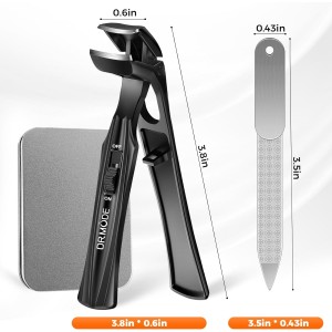Toenail Clippers for Seniors Thick Toenails, Upgrade Angled Head Large Toe Nail Clippers for Men with Wide Jaw Opening, Sharp Heavy Duty Fingernail Clipper Cutter with Catcher Long Handle -Black