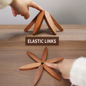 New Set of 3 Kitchen Table Decor Foldable Wooden Trivets for Hot Pots and Pans,Tree Shape Trivets