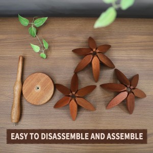 New Set of 3 Kitchen Table Decor Foldable Wooden Trivets for Hot Pots and Pans,Tree Shape Trivets