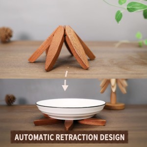 New Set of 3 Kitchen Table Decor Foldable Wooden Trivets for Hot Pots and Pans,Tree Shape Trivets