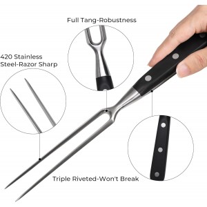 linoroso Meat Carving Fork 12.5 inch, Razor Sharp Carving Fork Barbecue Fork BBQ Tools Meat Forks Stainless Steel