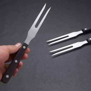 GSHLLO 2 Pcs Stainless Steel Carving Forks Wooden Handle Serving Forks BBQ Meat Forks Kitchen Steak Fork Long Handle Pot Forks Barbecue Metal Forks Classic Grill Forks