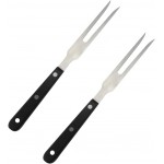 GSHLLO 2 Pcs Stainless Steel Carving Forks Wooden Handle Serving Forks BBQ Meat Forks Kitchen Steak Fork Long Handle Pot Forks Barbecue Metal Forks Classic Grill Forks