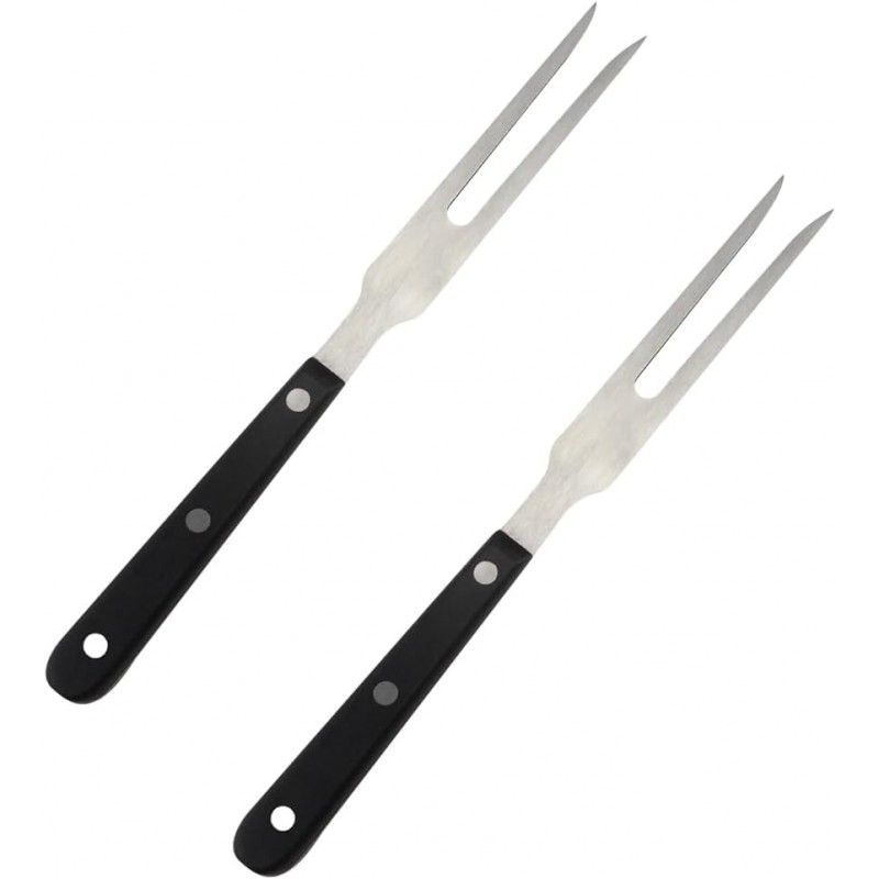 GSHLLO 2 Pcs Stainless Steel Carving Forks Wooden Handle Serving Forks BBQ Meat Forks Kitchen Steak Fork Long Handle Pot Forks Barbecue Metal Forks Classic Grill Forks