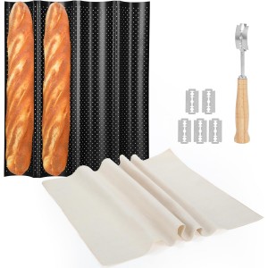 4-Slot French Baguette Pan Set, Non-Stic...