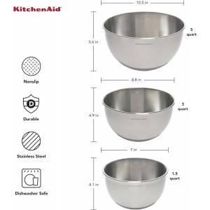 KitchenAid Stainless Steel Mixing Bowls, Set Of 3