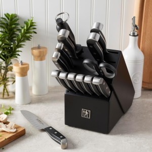 HENCKELS Premium Quality Statement 15-Piece Knife Set with Block and Knife Sharpener, Razor-Sharp, German Engineered Knife Informed by over 100 Years of Masterful Knife Making, Black Block