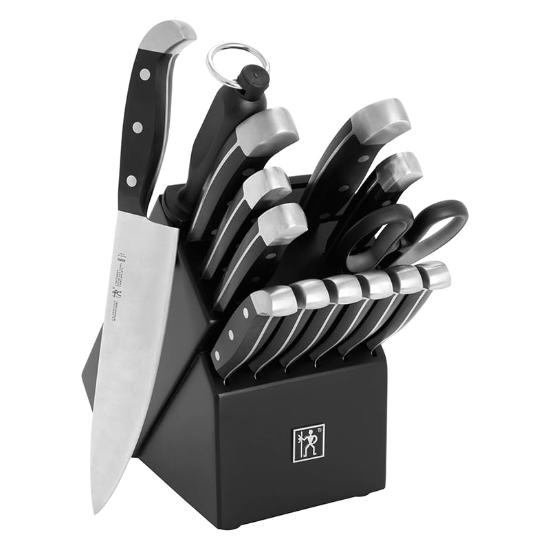 HENCKELS Premium Quality Statement 15-Piece Knife Set with Block and Knife Sharpener, Razor-Sharp, German Engineered Knife Informed by over 100 Years of Masterful Knife Making, Black Block