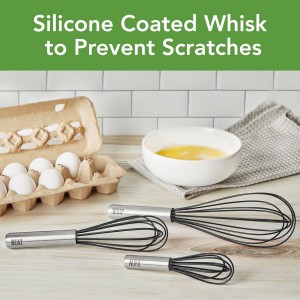 Tovolo Balloon Whisk 11 in Whip Whisk for Cooking Blending Mixing Stirring Whipping Beating, Dishwasher Safe Silicone Coated Wire Handheld Large Heavy Duty Multi Function Whip Whisking Mixer, Black