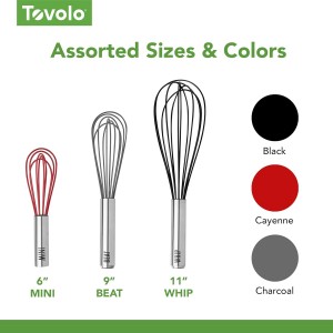 Tovolo Balloon Whisk 11 in Whip Whisk for Cooking Blending Mixing Stirring Whipping Beating, Dishwasher Safe Silicone Coated Wire Handheld Large Heavy Duty Multi Function Whip Whisking Mixer, Black