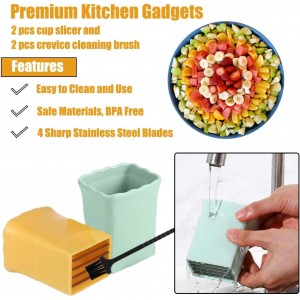 2 Pack Strawberry & Egg Slicer, Sharp Stainless Steel Blade Cup Slicer for Soft Fruits - Banana, Kiwi - Quick Fruit Salad Maker (Yellow & Green)