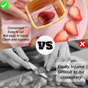 2 Pack Strawberry & Egg Slicer, Sharp Stainless Steel Blade Cup Slicer for Soft Fruits - Banana, Kiwi - Quick Fruit Salad Maker (Yellow & Green)