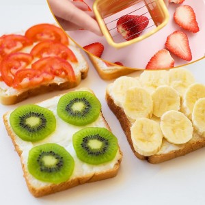 2 Pack Strawberry & Egg Slicer, Sharp Stainless Steel Blade Cup Slicer for Soft Fruits - Banana, Kiwi - Quick Fruit Salad Maker (Yellow & Green)