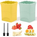 2 Pack Strawberry & Egg Slicer, Sharp Stainless Steel Blade Cup Slicer for Soft Fruits - Banana, Kiwi - Quick Fruit Salad Maker (Yellow & Green)