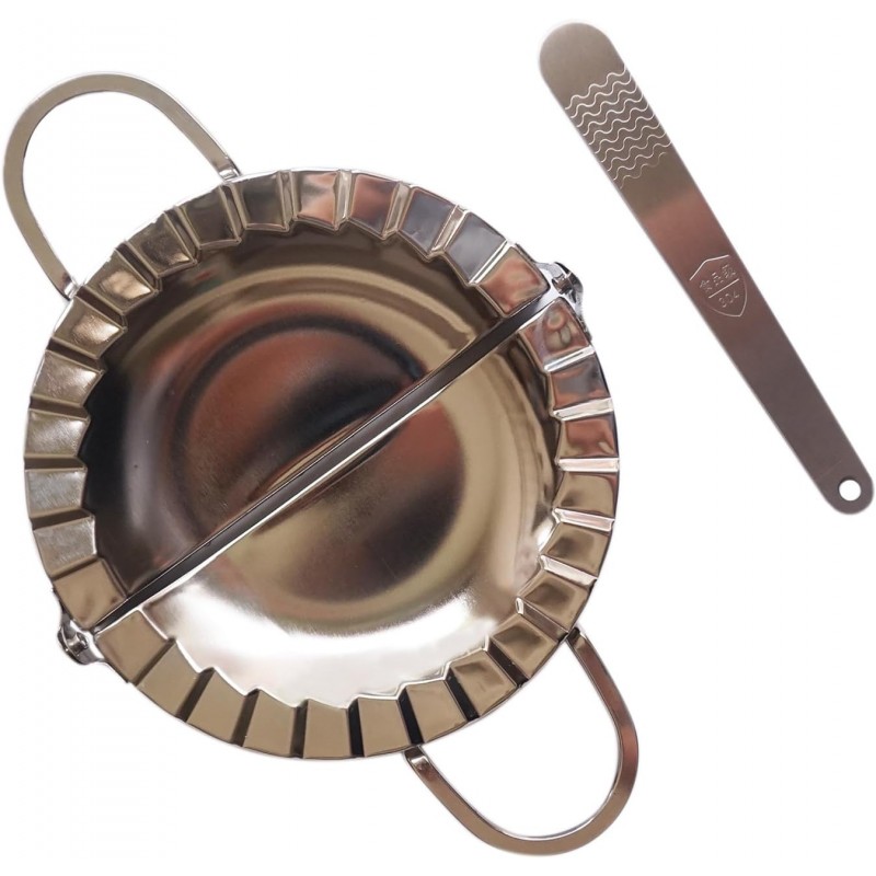 6 Inch Large Dumpling Maker, Stainless Steel Empanda Press, Empanada Maker Mold, 2-in-1 Dough Cutter Pastry Tools with Stuffing Spoon for Ravioli, Pierogi, Pastelitos, Calzone, Turnovers
