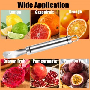 Stainless Steel Orange Peeler Easy and Quick Peeling Long Handle Orange Citrus Peeler Tool Triangle Shovel and Serrated Shovel Orange Peeler Creative Kitchen Gadgets