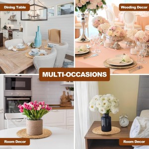 Round Woven Placemats 12 inch Set of 10 - Boho Rattan Placemats Natural Water Hyacinth Placemat, Farmhouse Weave Place Mats, Rustic Braided Wicker Table Mats for Dining Table,Home,Wedding