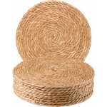 Round Woven Placemats 12 inch Set of 10 - Boho Rattan Placemats Natural Water Hyacinth Placemat, Farmhouse Weave Place Mats, Rustic Braided Wicker Table Mats for Dining Table,Home,Wedding
