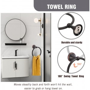 4-Piece Bathroom Hardware Set: Oil-Rubbed Bronze Bathroom Accessory Set, Towel Bars,Towel Ring,Toilet Paper Holder,Robe Hook, Wall Mounted,Optional Install Longer or Shorter Towel bar