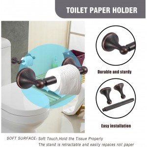 4-Piece Bathroom Hardware Set: Oil-Rubbed Bronze Bathroom Accessory Set, Towel Bars,Towel Ring,Toilet Paper Holder,Robe Hook, Wall Mounted,Optional Install Longer or Shorter Towel bar