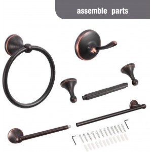 4-Piece Bathroom Hardware Set: Oil-Rubbed Bronze Bathroom Accessory Set, Towel Bars,Towel Ring,Toilet Paper Holder,Robe Hook, Wall Mounted,Optional Install Longer or Shorter Towel bar