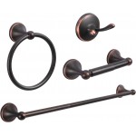4-Piece Bathroom Hardware Set: Oil-Rubbed Bronze Bathroom Accessory Set, Towel Bars,Towel Ring,Toilet Paper Holder,Robe Hook, Wall Mounted,Optional Install Longer or Shorter Towel bar
