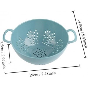 Heavy Duty 6 Inch Food Colander,Large Capacity Vegetable Strainer with Double Handles,Plastic Multipurpose Fruit Draining Basket for Kitchen(Light Blue)