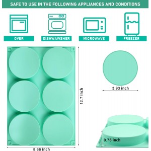 4Inch Round Silicone Mold for Baking, 3Pcs Large Silicone Muffin Top Pan Non-Stick, 6-Cavity Baking Mold for Breakfast Sandwiches Hamburger Egg Whoopie Pie