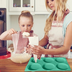 4Inch Round Silicone Mold for Baking, 3Pcs Large Silicone Muffin Top Pan Non-Stick, 6-Cavity Baking Mold for Breakfast Sandwiches Hamburger Egg Whoopie Pie