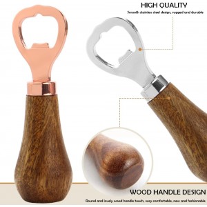 2 Pack Wooden Bottle Opener Walnut Handle Beer Opener Beverage Bottle Opener Opener with Wooden Handle for Beer Lovers for Home Kitchen Bar Restaurant