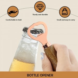 2 Pack Wooden Bottle Opener Walnut Handle Beer Opener Beverage Bottle Opener Opener with Wooden Handle for Beer Lovers for Home Kitchen Bar Restaurant