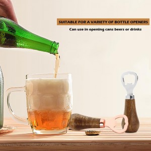2 Pack Wooden Bottle Opener Walnut Handle Beer Opener Beverage Bottle Opener Opener with Wooden Handle for Beer Lovers for Home Kitchen Bar Restaurant
