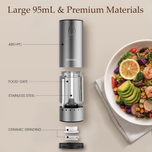 Electric Salt and Pepper Grinder Set - Birthday Kitchen Gifts for Women, Mom, Rechargeable with LED Lights, Stainless Steel Automatic Mill, Adjustable Coarseness, Large Capacity, Silver