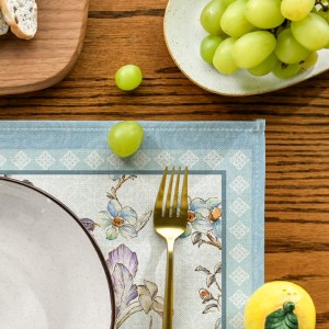 Artoid Mode Blue Birds Flowers Blossom Placemats Set of 4, 12x18 Inch Table Mats for Table Runner Party Kitchen Dining Decoration