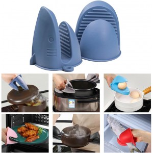 Silicone Oven Mitts Heat Resistant, Silicone Potholders for Kitchen, Air Fryer,Baking, Mini Rubber Oven Glove (Blue)