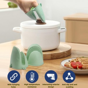 Silicone Oven Mitts Heat Resistant, Silicone Potholders for Kitchen, Air Fryer,Baking, Mini Rubber Oven Glove (Blue)